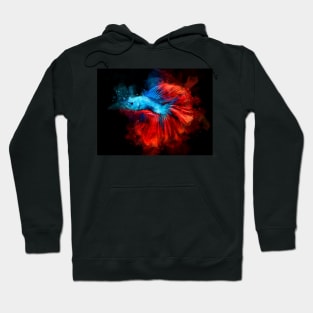 Blue Betta Fish with Red Tail watercolor Hoodie